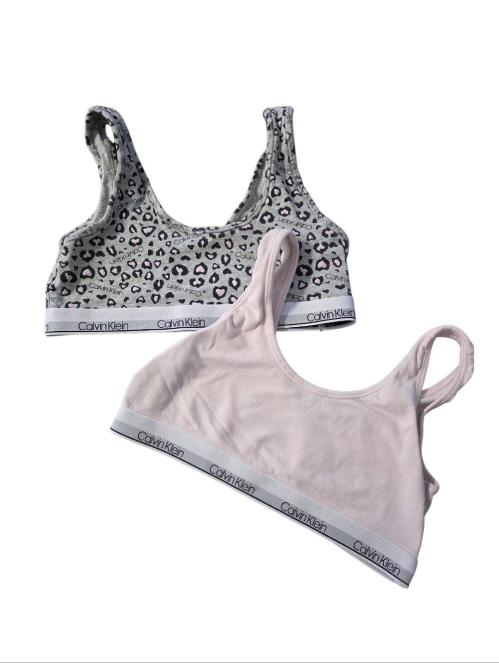 Girls Calvin Klein Light Pink & Gray Leopard Bralette Set Size L 10/12